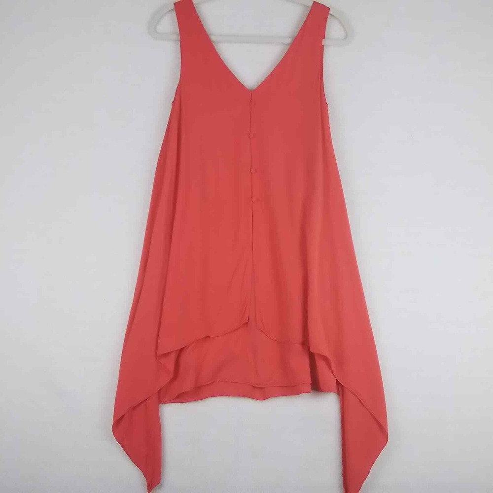 Gianni Bini Tank Tunic Blouse Sz XS Flowy‎ Sleeveless Asymmetrical Hem Pink